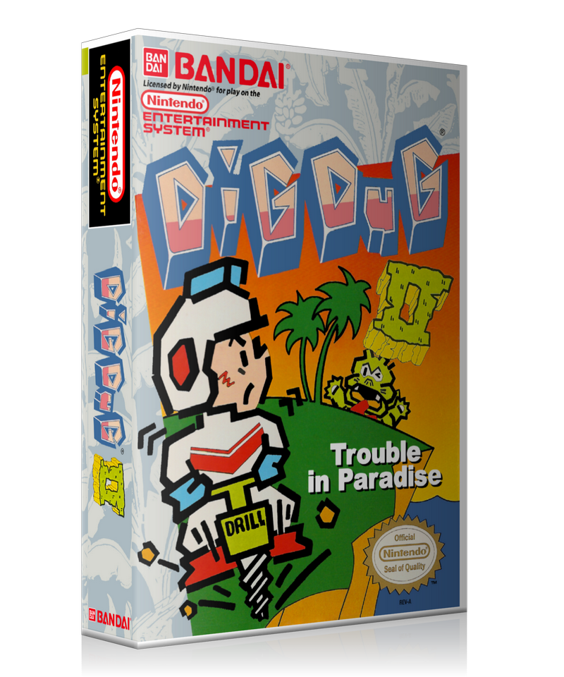 NES Digdug 2 Retail Game Cover To Fit A UGC Style Replacement Game Case