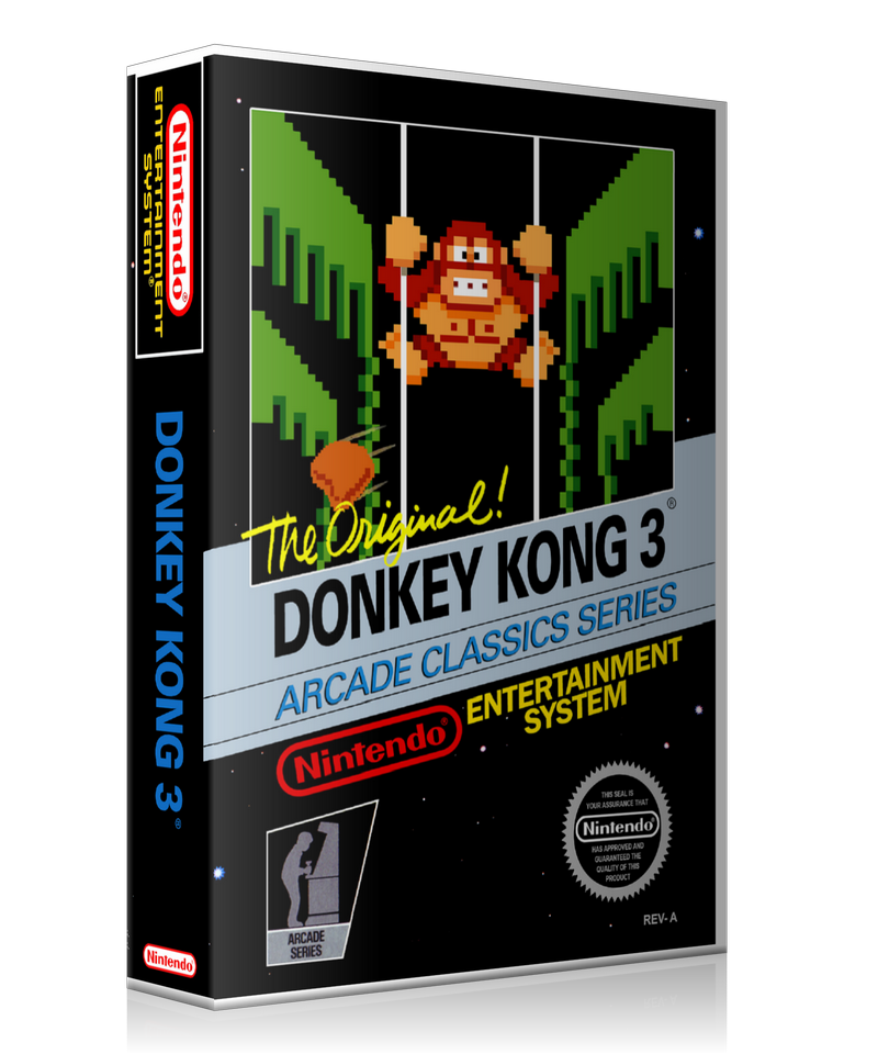 NES Donkey Kong 3 Retail Game Cover To Fit A UGC Style Replacement Game Case