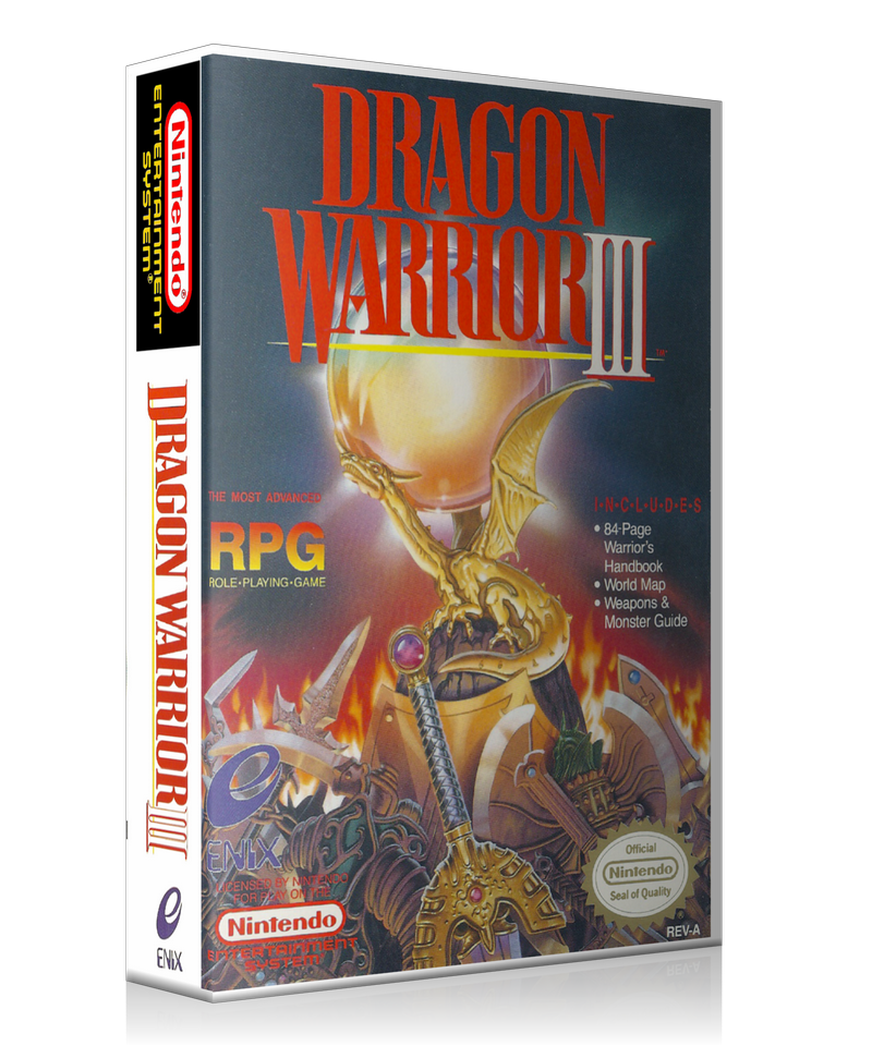 NES Dragon Warrior 3 Retail Game Cover To Fit A UGC Style Replacement Game Case