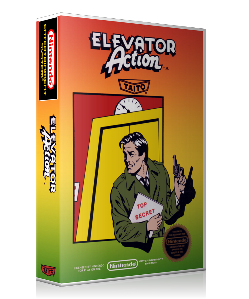 NES Elevator Action Retail Game Cover To Fit A UGC Style Replacement Game Case