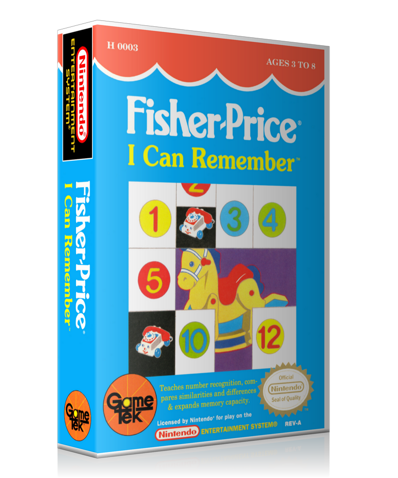 NES Fisher Price I Can Remember Retail Game Cover To Fit A UGC Style Replacement Game Case