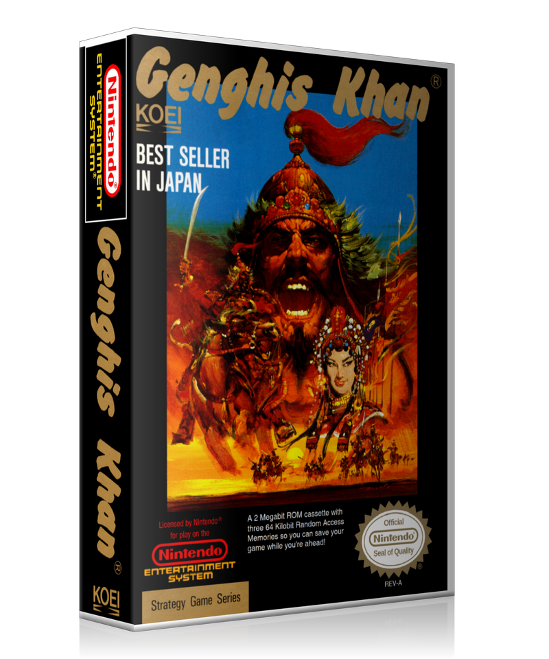 NES Genghis Khan Retail Game Cover To Fit A UGC Style Replacement Game Case