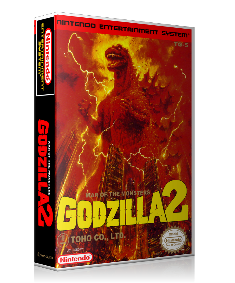 NES Godzilla 2 Retail Game Cover To Fit A UGC Style Replacement Game Case