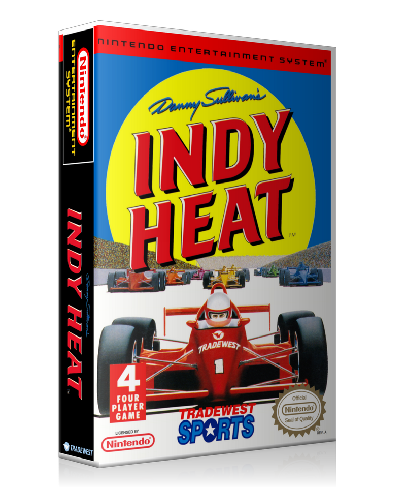 NES Indy Heat Retail Game Cover To Fit A UGC Style Replacement Game Case