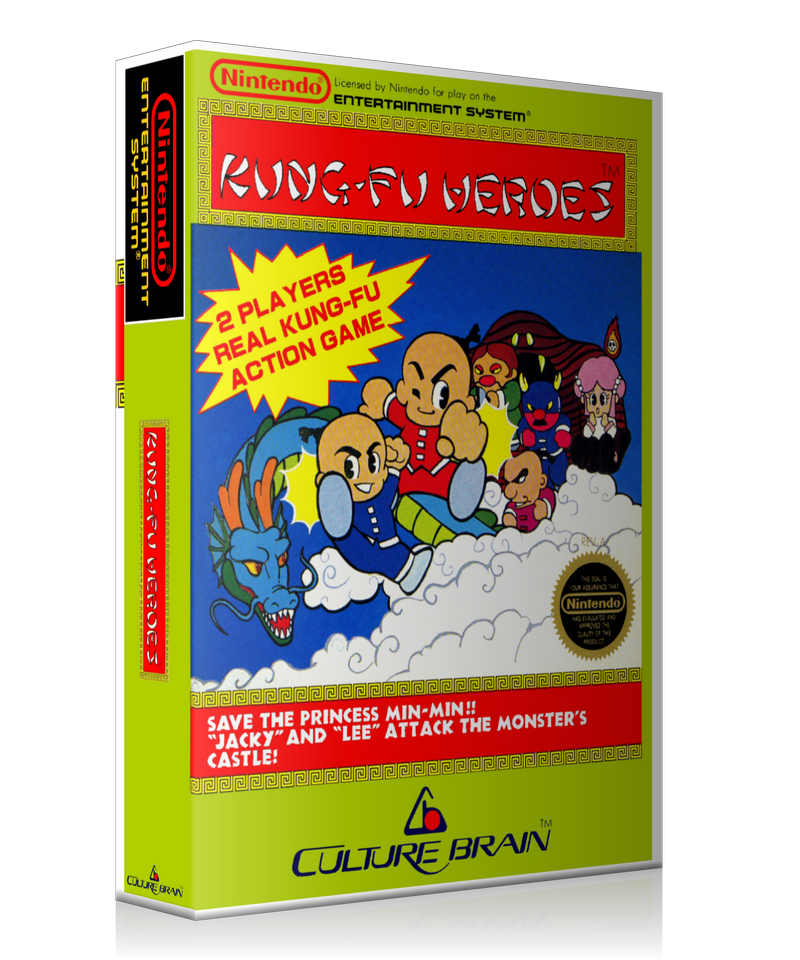 NES Kung Fu Heroes Retail Game Cover To Fit A UGC Style Replacement Game Case