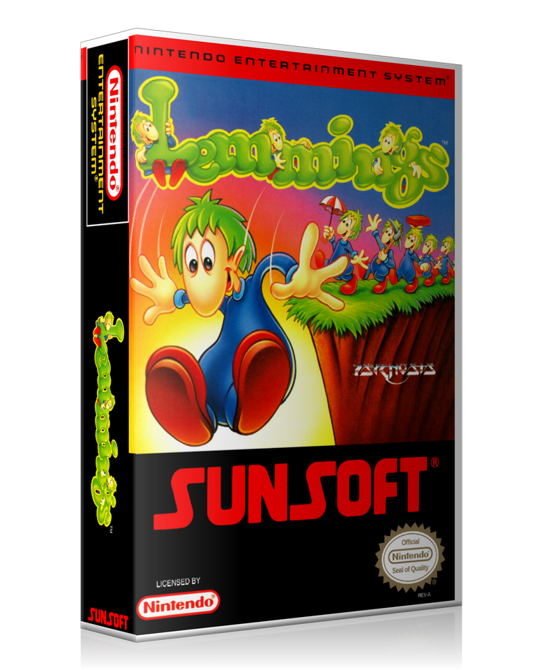 NES Lemmings Retail Game Cover To Fit A UGC Style Replacement Game Case