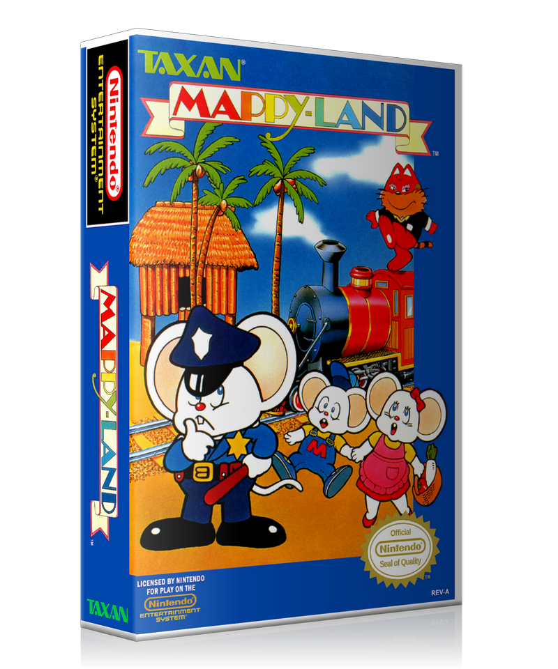 NES Mappy Land Retail Game Cover To Fit A UGC Style Replacement Game Case