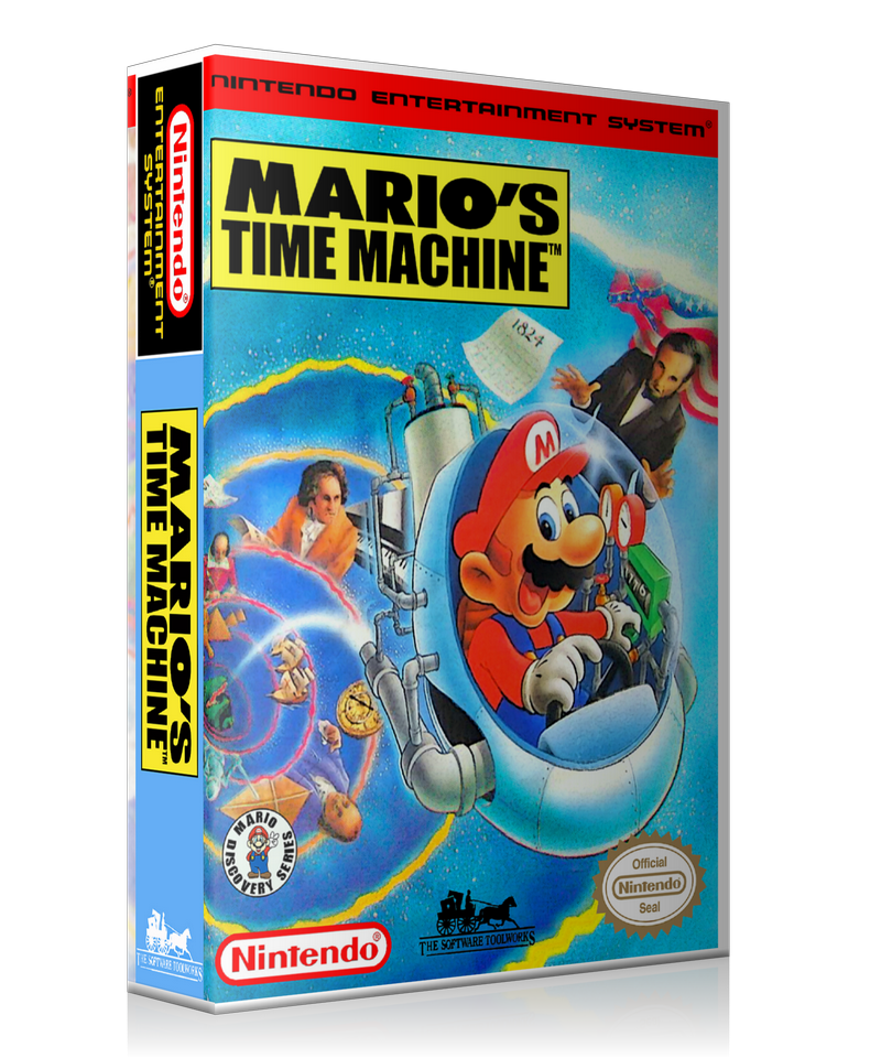 NES Mario's Time Machine Retail Game Cover To Fit A UGC Style Replacement Game Case