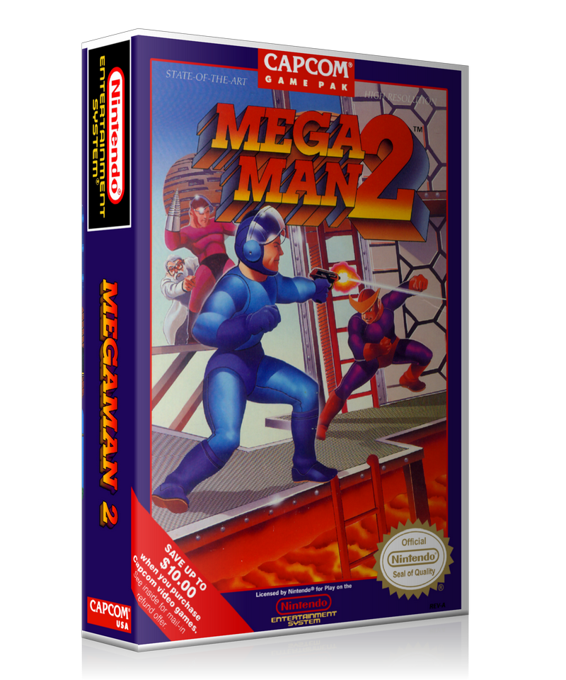 NES Mega Man 2 Retail Game Cover To Fit A UGC Style Replacement Game Case