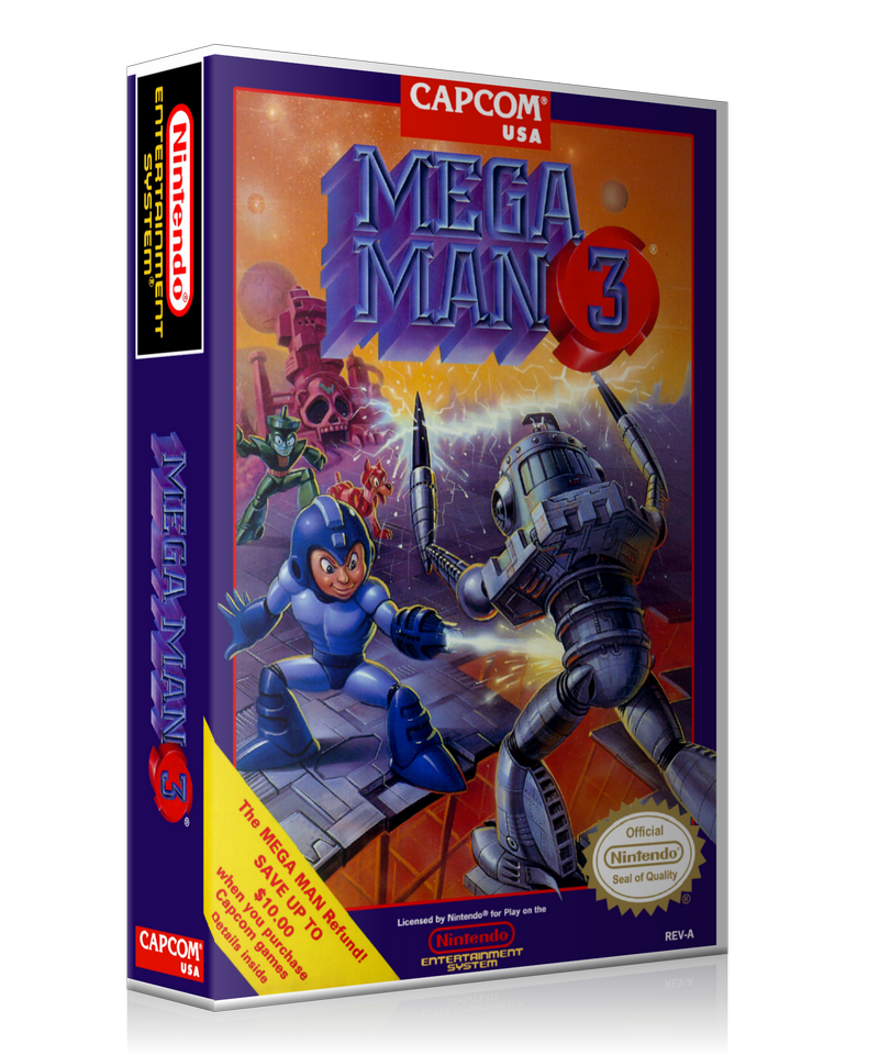 NES Mega Man 3 Retail Game Cover To Fit A UGC Style Replacement Game Case