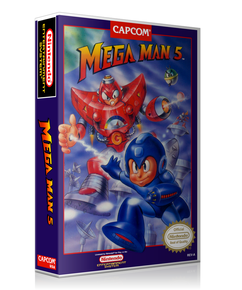 NES Mega Man 5 Retail Game Cover To Fit A UGC Style Replacement Game Case