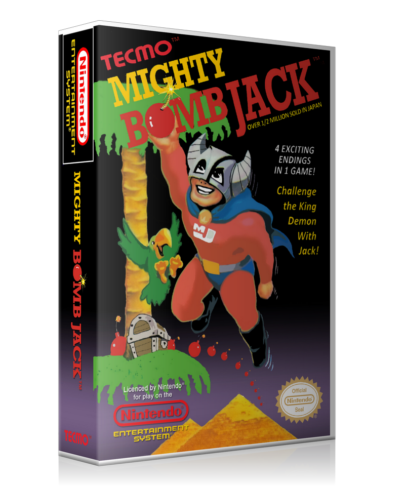 NES Mighty Bombjack Retail Game Cover To Fit A UGC Style Replacement Game Case