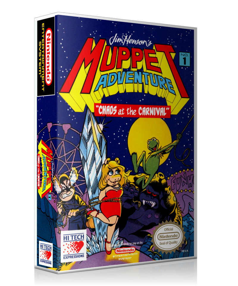 NES Muppet Adventure Chaos At The Carnival Retail Game Cover To Fit A UGC Style Replacement Game Case