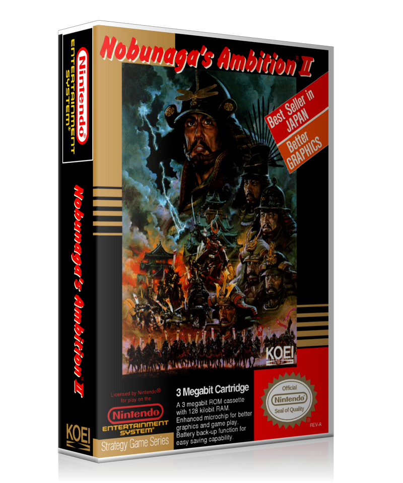 NES Nobunaga's Ambition 2 Retail Game Cover To Fit A UGC Style Replacement Game Case