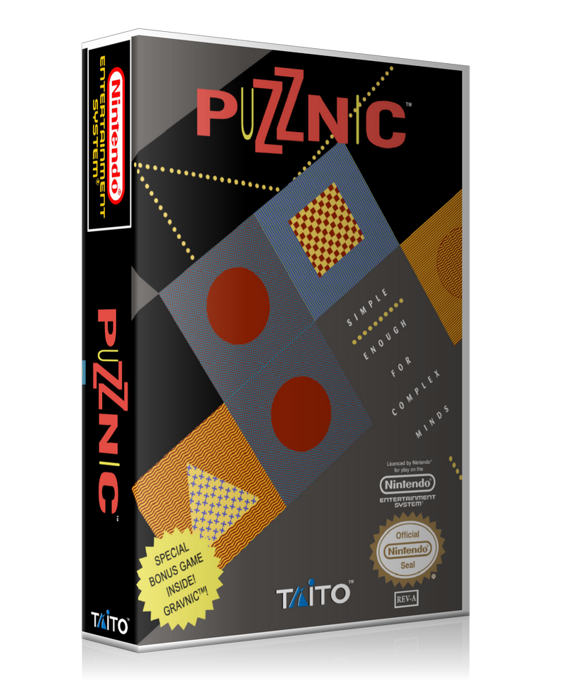 NES Puzznic Retail Game Cover To Fit A UGC Style Replacement Game Case