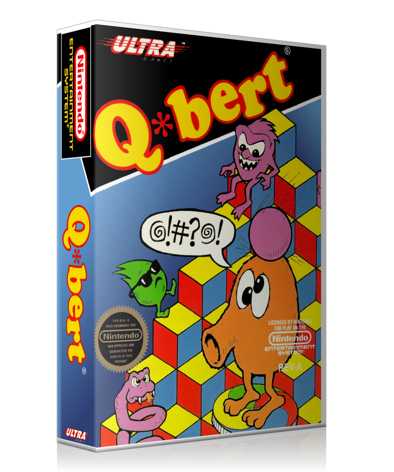 NES Q Bert Retail Game Cover To Fit A UGC Style Replacement Game Case