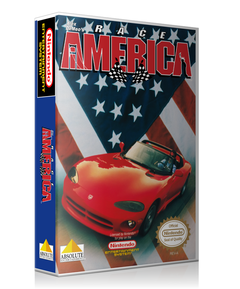 NES Race America Retail Game Cover To Fit A UGC Style Replacement Game Case