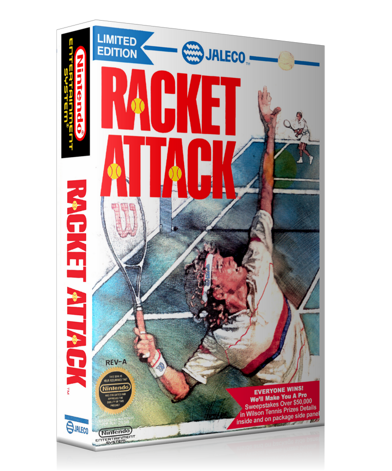 NES Racket Attack Retail Game Cover To Fit A UGC Style Replacement Game Case