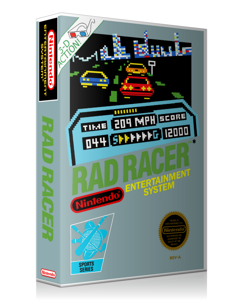 NES Rad Racer Retail Game Cover To Fit A UGC Style Replacement Game Ca