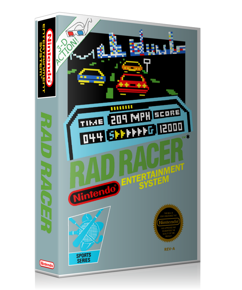 NES Rad Racer Retail Game Cover To Fit A UGC Style Replacement Game Case