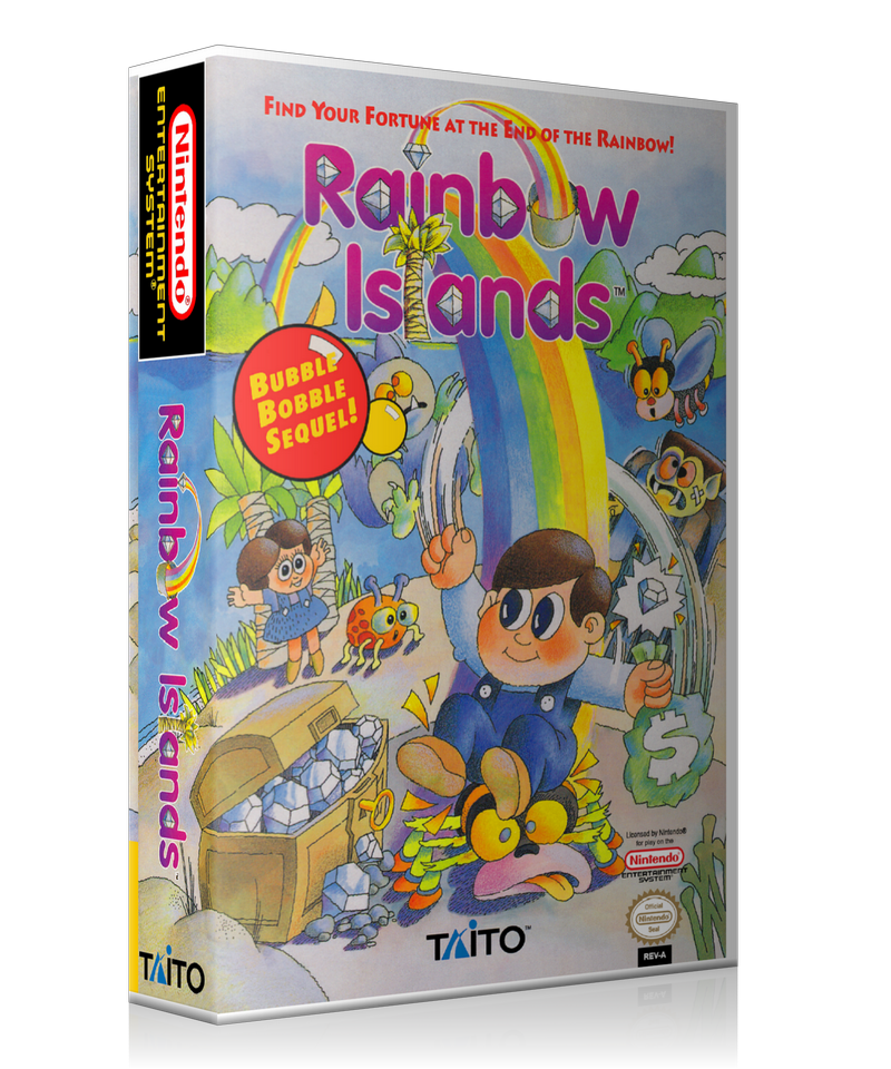 NES Rainbow Islands Retail Game Cover To Fit A UGC Style Replacement Game Case