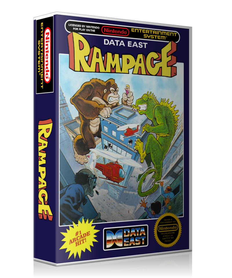 NES Rampage Retail Game Cover To Fit A UGC Style Replacement Game Case