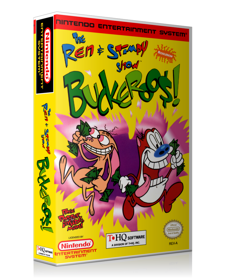 NES Ren And Stimpy Show Buckeroos Retail Game Cover To Fit A UGC Style Replacement Game Case