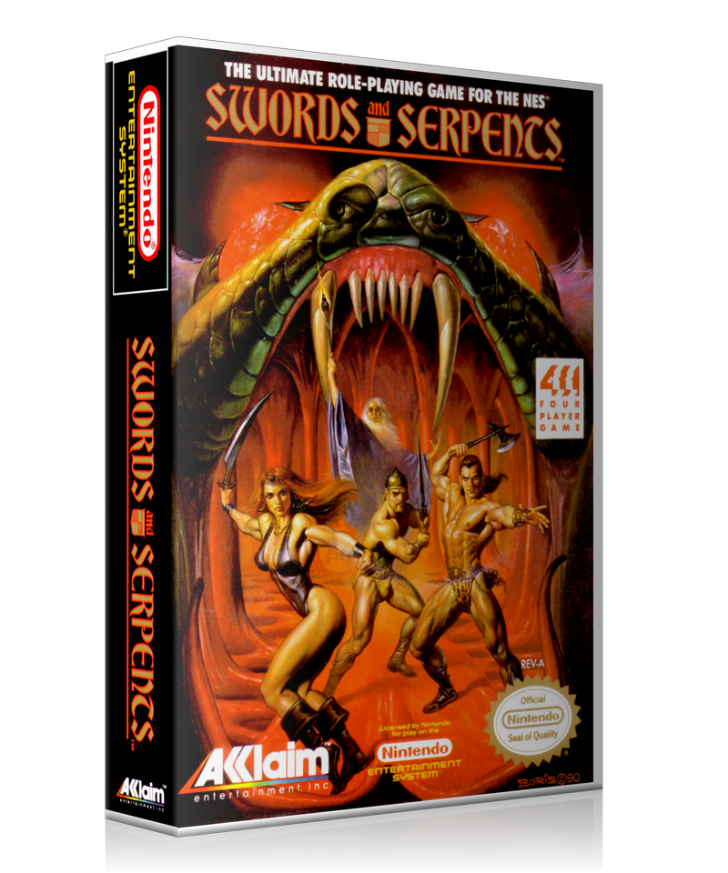 NES Swords And Serpents Retail Game Cover To Fit A UGC Style Replacement Game Case