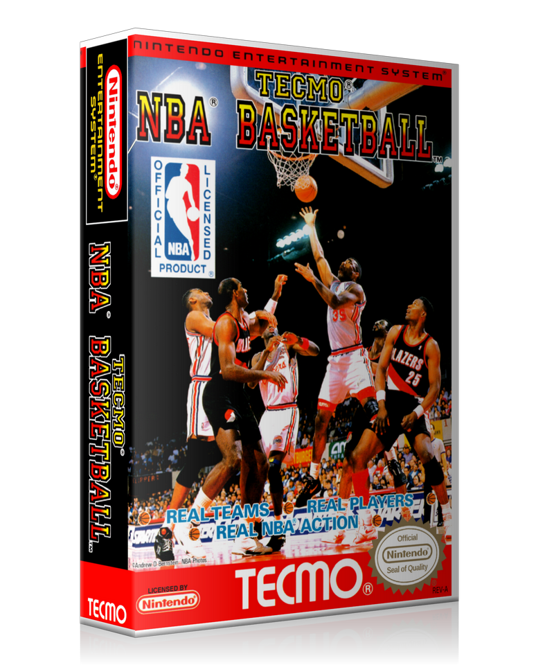 NES Tecmo NBA Basketball Retail Game Cover To Fit A UGC Style Replacement Game Case