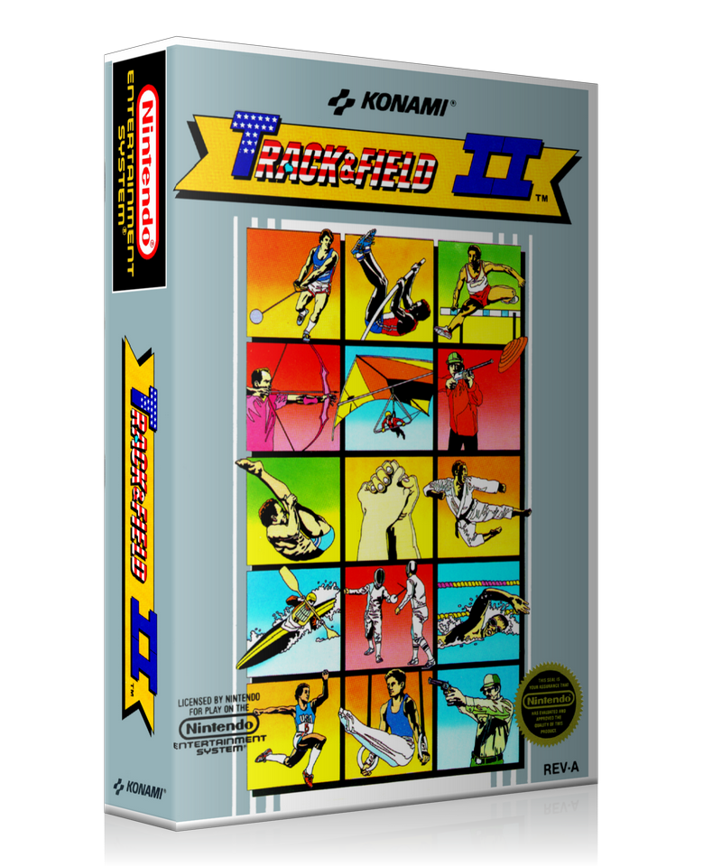 NES Track And Field 2 Retail Game Cover To Fit A UGC Style Replacement Game Case