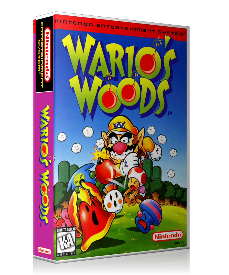 NES Wario's Woods Retail Game Cover To Fit A UGC Style Replacement Game Case