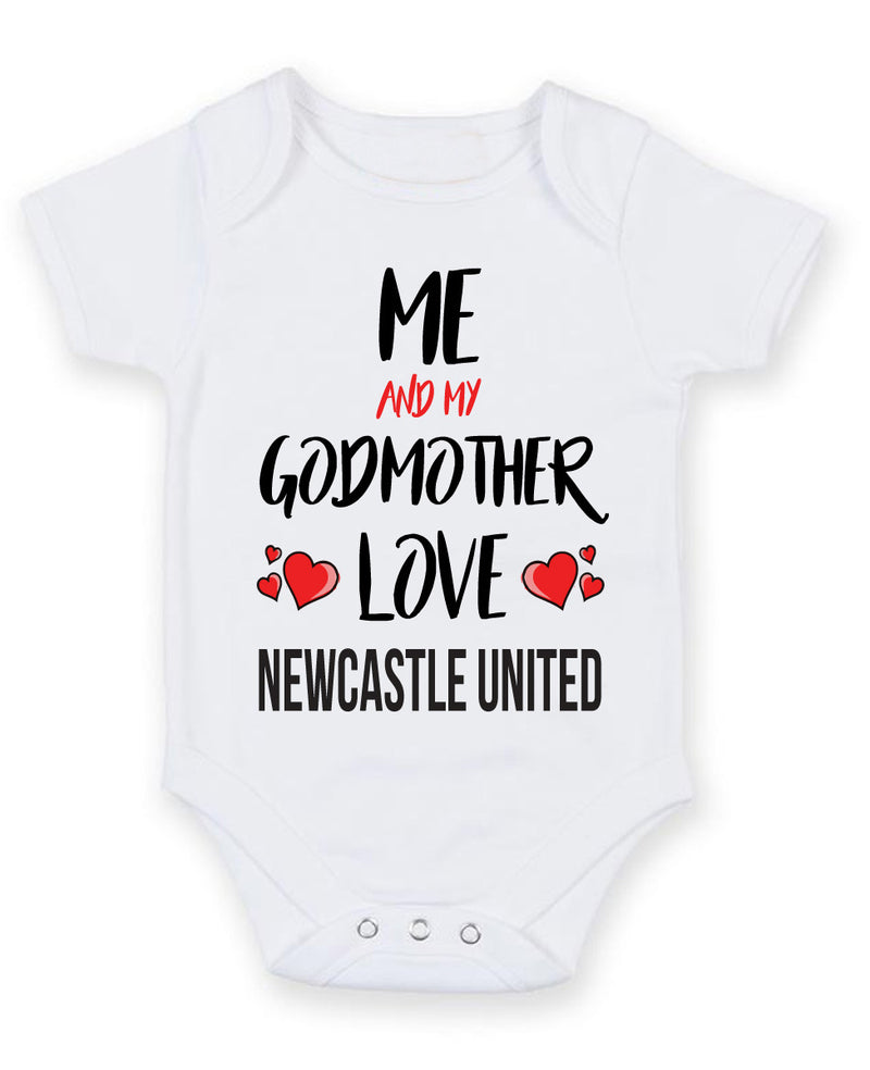 Me and My Godmother Love newcastle united Personalised FOOTBALL TEAM Baby Grow