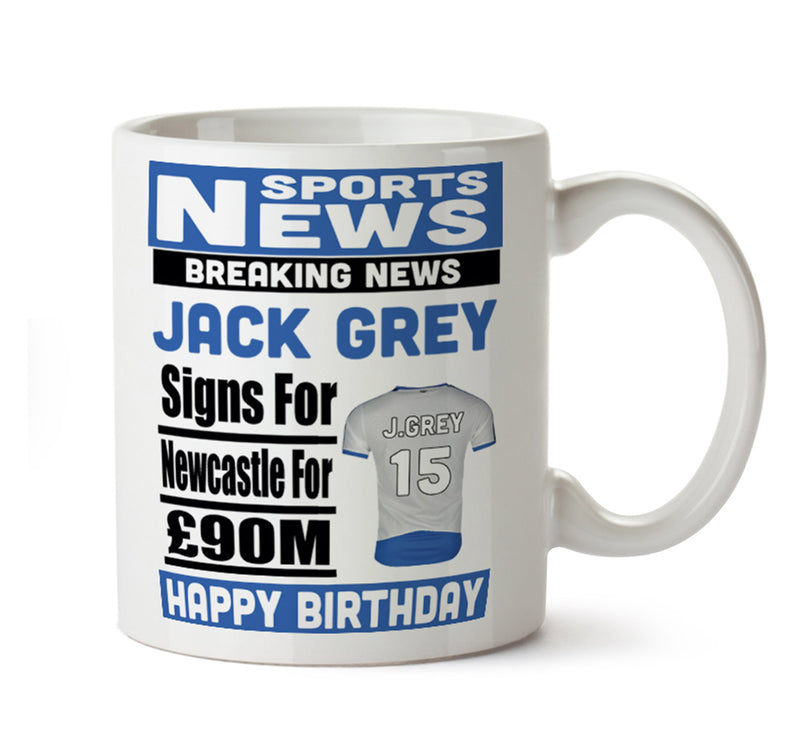 Personalised SIGNS FOR Newcastle Football Mug Personalised Birthday Mug