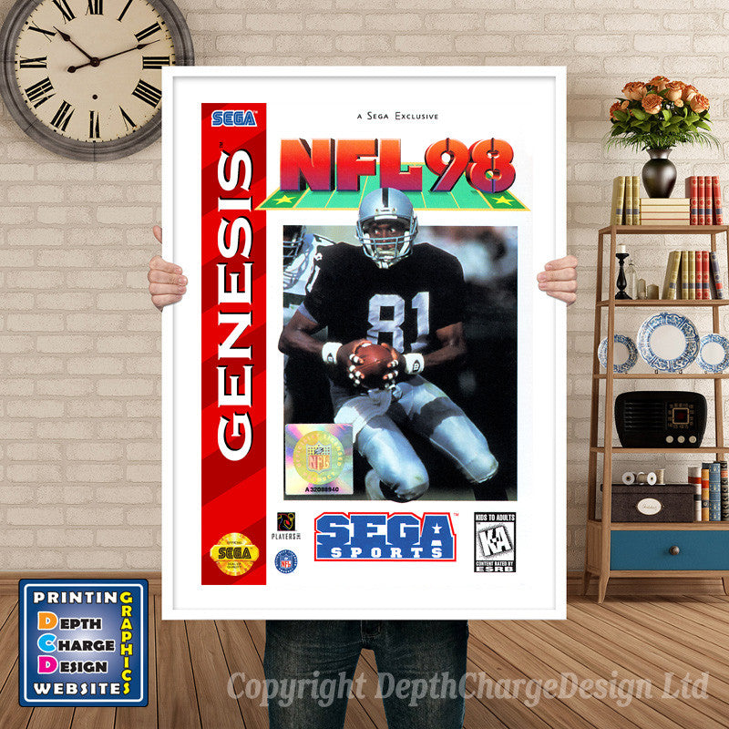 Nfl98 - Sega Megadrive Inspired Retro Gaming Poster A4 A3 A2 Or A1