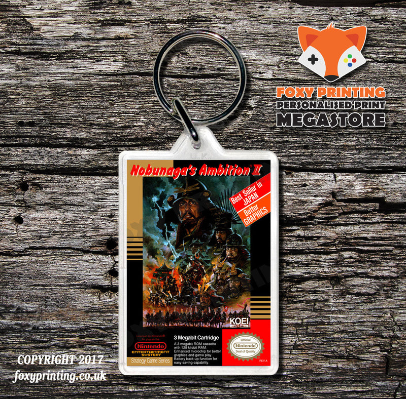 Nobunagas Ambition Retro NES Game Cover Art Gaming Keyring