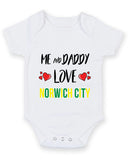 Me and Daddy Love norwich city Personalised FOOTBALL TEAM Baby Grow