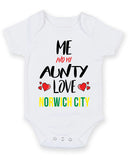 Me and My Aunty Love norwich city Personalised FOOTBALL TEAM Baby Grow