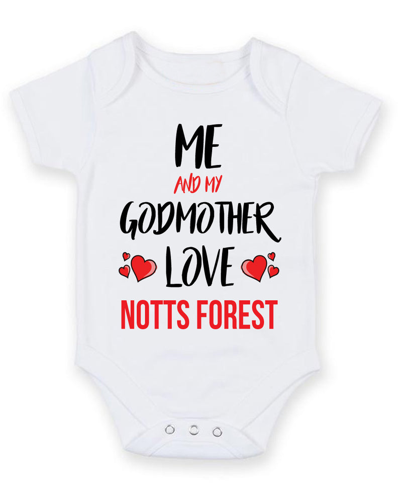 Me and My Godmother Love notts forest Personalised FOOTBALL TEAM Baby Grow