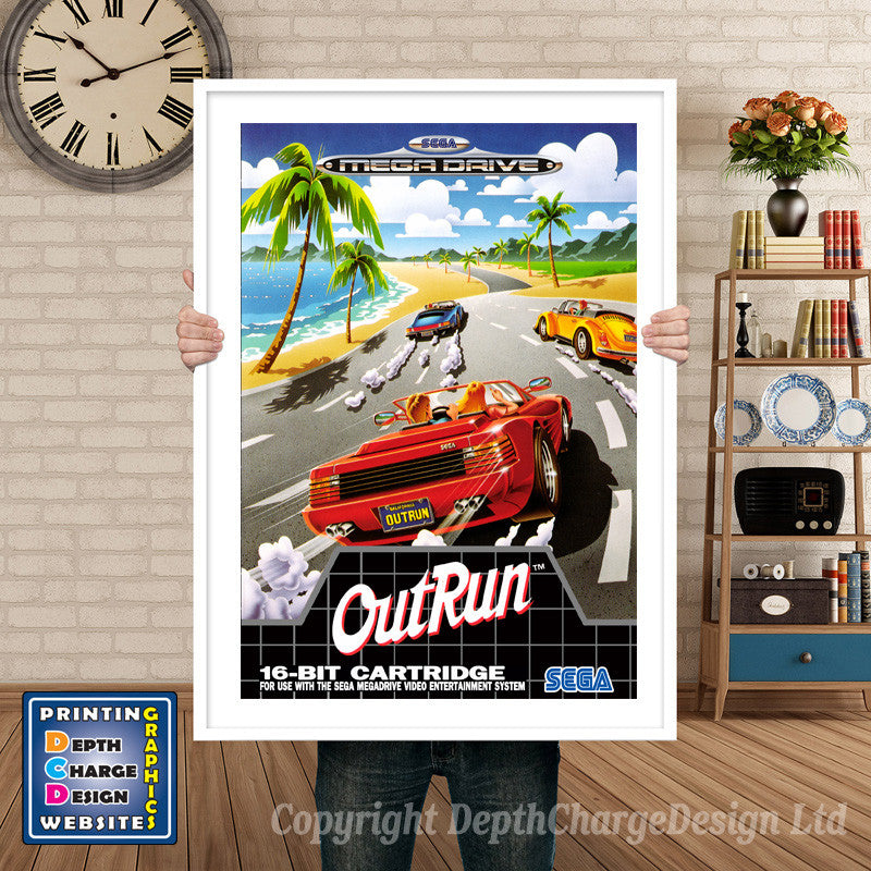 Outrun Eu - Sega Megadrive Inspired Retro Gaming Poster A4 A3 A2 Or A1