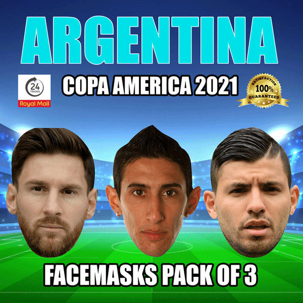 Argentina Copa America 2021 Face Mask Pack 1 Messi, DI Maria, Aguero
