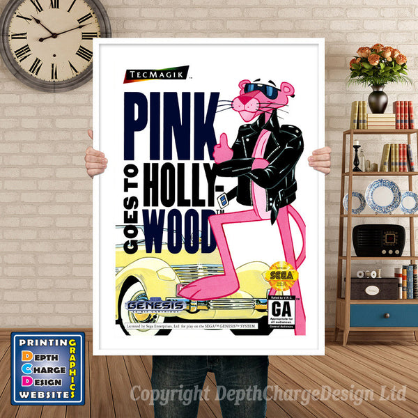 Pink Goes To Hollywood - Sega Megadrive Inspired Retro Gaming Poster