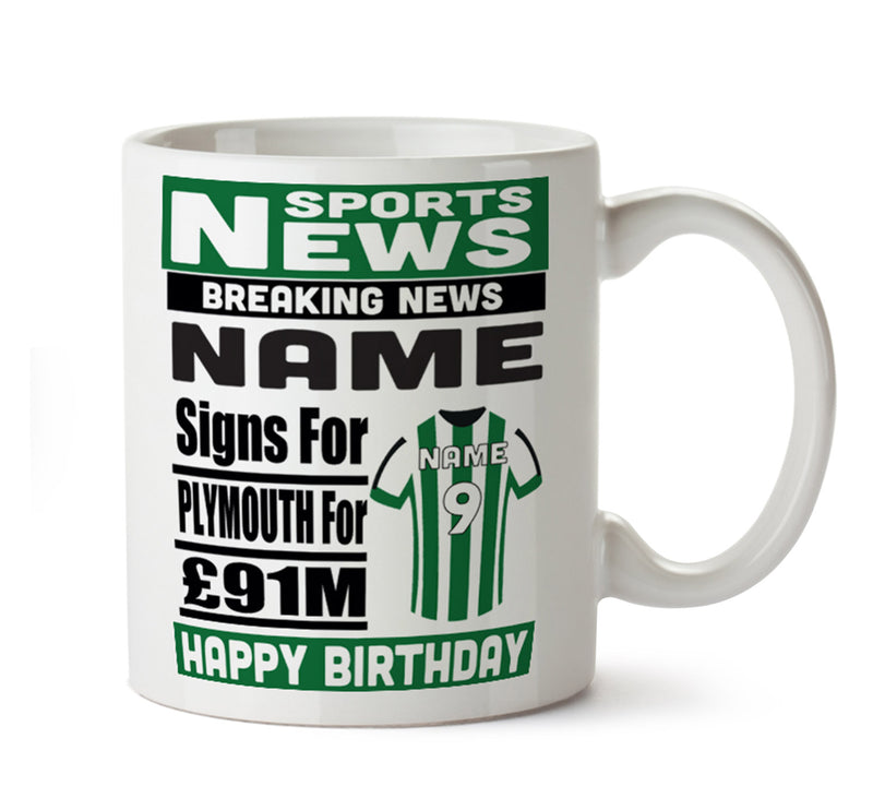 Personalised SIGNS FOR Plymouth Football Mug Personalised Birthday Mug
