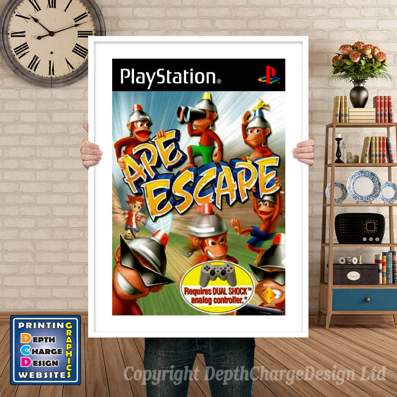 Ape Escape Eu - PS1 Inspired Retro Gaming Poster A4 A3 A2 Or A1