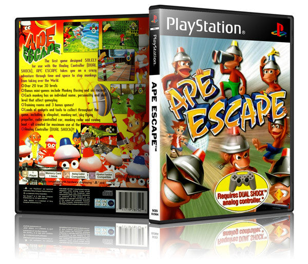 Ape Escape Game Cover To Fit A PS1 PLAYSTATION Style Replacement Game Case