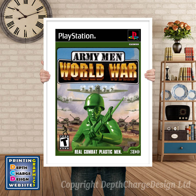 Army Men World War 2 - PS1 Inspired Retro Gaming Poster A4 A3 A2 Or A1