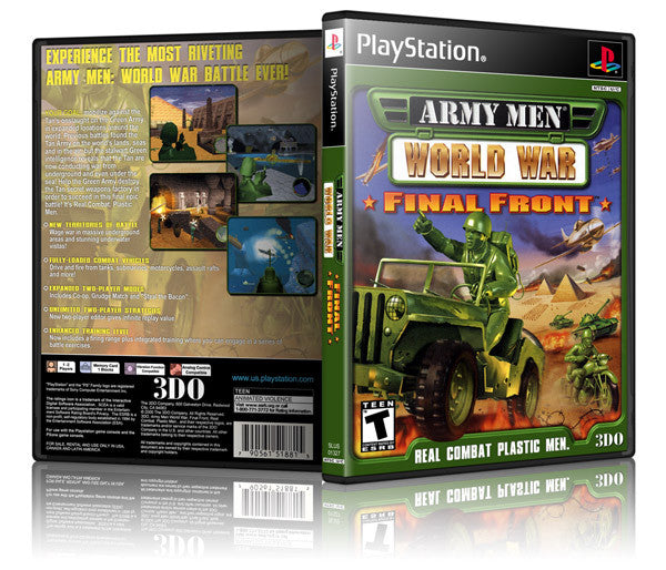 Army Men World War Final Front 3D Game Cover To Fit A PS1 PLAYSTATION Style Replacement Game Case