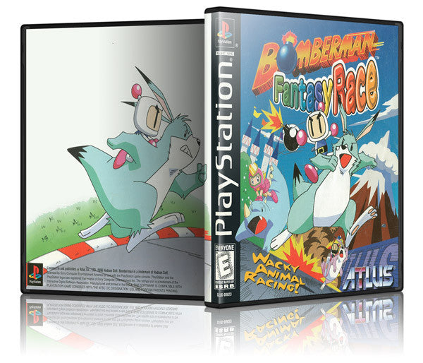 Bomberman Fantasy Race Game Cover To Fit A PS1 PLAYSTATION Style Replacement Game Case
