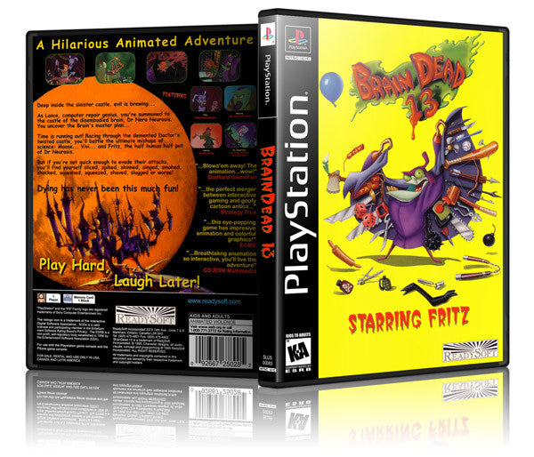 Braindead 13 Game Cover To Fit A PS1 PLAYSTATION Style Replacement Game Case