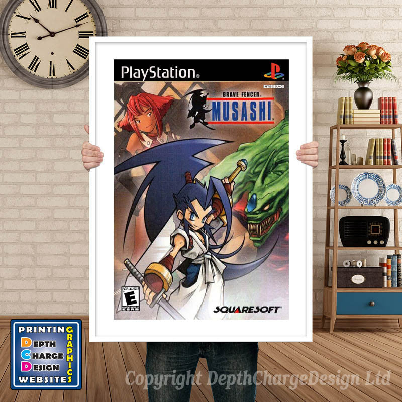 Brave Fencer Musashi - PS1 Inspired Retro Gaming Poster A4 A3 A2 Or A1