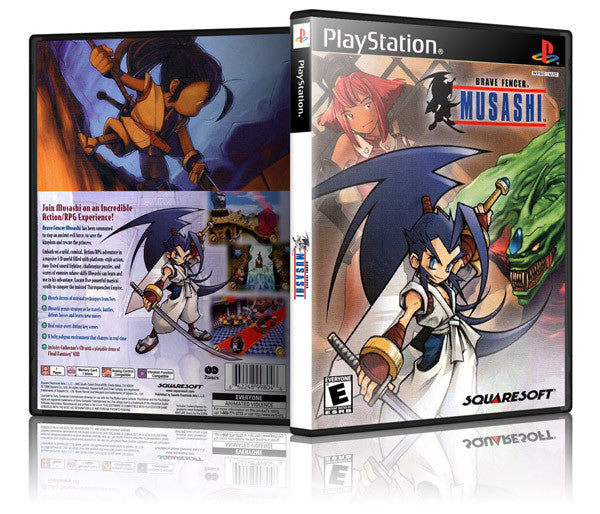 Brave Fencer Musashi Game Cover To Fit A PS1 PLAYSTATION Style Replacement Game Case